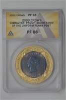 2000 Crown Gibraltar Proof ANACS PF68 Gold