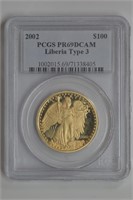 2002 Liberia Type 3 Gold PCGS PF69DCAM $100