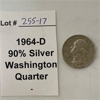 1964-D 90% Silver Quarter