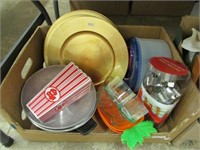 BOX: SALAD SPINNER, COOKIE CUTTERS, ETC.