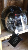 Open face motorcycle helmet with shield