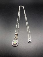 .925 Solid Silver Pendant w/ Pink Opal