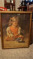 Framed Print Little Girl with Dolls by Hufford