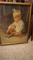 Framed Print Little Boy with Fire by Hufford