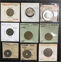 LOT OF (9) MISCELLANEOUS WORLD COINS