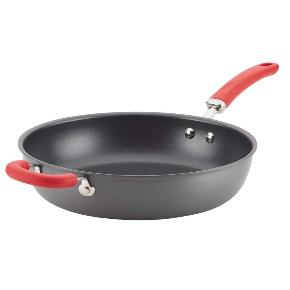 $40  12.5 in. Hard-Anodized Deep Skillet, Red