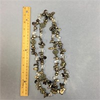 Baroque pearls, stones, and crystal necklace, 46"