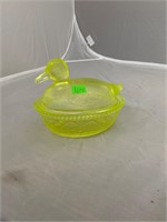 Vaseline Glass Nesting Duck