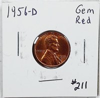 1956-D  Lincoln Cent   Gem Red