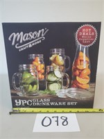 New Mason 9-Piece Glass Drinkware Set (No Ship)