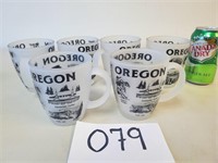 6 New Oregon Frosted Glass Mugs (No Ship)