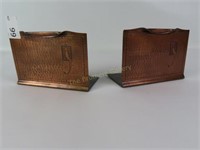 Pr of Roycroft Hammered Copper Bookends 6" Tall