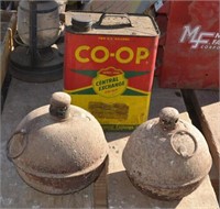 Vintage Co-op Metal 2-gal Oil Can & 2 Road Flares