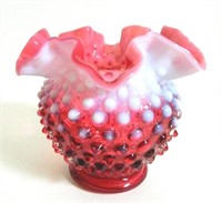 Vintage Fenton Hobnail Opal Cranberry Glass