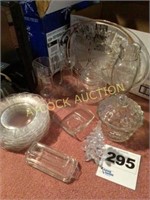 Box w/glass platter, plates, butter dish...