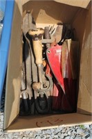 LOT OF MISC TOOLS TIN SNIPS, SPEED DRILL, ETC