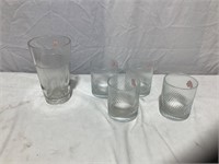 Clear ribbed whiskey glasses