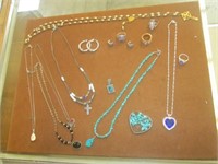 Costume Jewelry Lot W/Sterling Necklaces