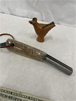 Antler Handled Campfire Flint, Clay Whistle