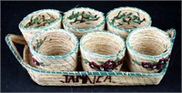 Jamaica Souvenir Grass Weave Tray & Coaster Set