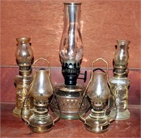 5 Vintage Miniature Kerosene Assorted Lamps