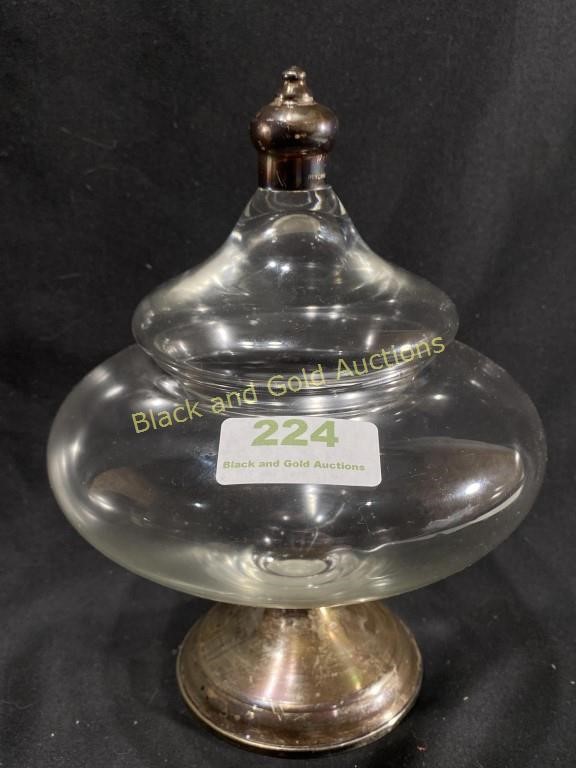 Glass Candy Jar with Sterling Weighted Base