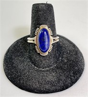 Vintage Native Sterling (Yazzi) Lapis Ring 3 G S-8