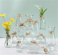 25 Pieces Glass Bud Vases with Rope Flower Vases