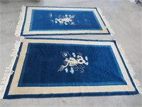 PR OF BLUE & WHITE CHINESE HAND KNOTTED CARPETS