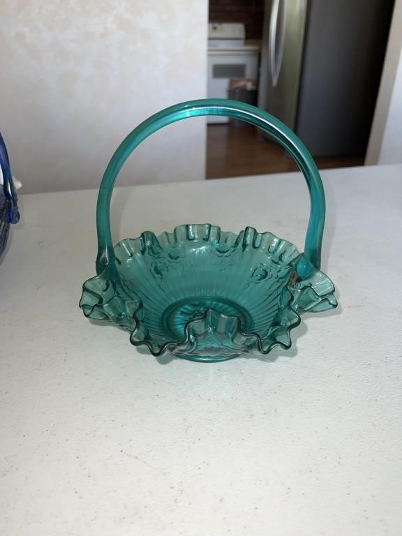 Fenton Spruce green ruffle basket