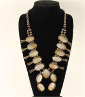 Unusual Mother of Pearl Squash Blossom Necklace