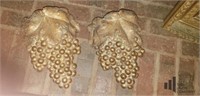 Pair of Grape and Vine Design Wall Sconce Vases
