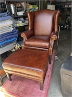 LEATHER CHAIR & OTTOMAN