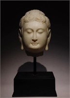 Fine Chinese White Marble Buddha Head