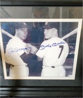 Signed Mickey Mantle & Joe Dimaggio Framed Pic COA