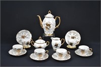17 pcs 24kt Gold Overlay Porcelain Tea Set