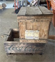 Coca Cola Wood Crate & Swift Canadian Wood Egg Box