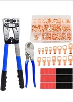 (New) Cable Lug Crimping Tool with 200Pcs Copper
