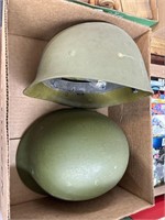 2 army helmets