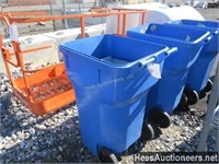 (2) BLUE ROLLING TRASH CANS