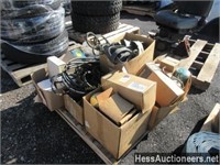 SKID LOT OF CAT FILTERS, BELTS & OTHER PARTS