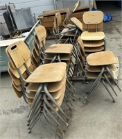 (22) Wooden School Chairs