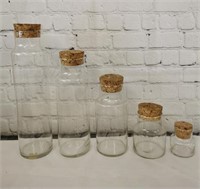 Glass and Cork Cannister Set - 5pcs