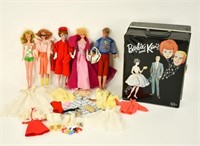 5 Barbie, Midge, Francie, Ken Dolls, Accessories