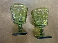 MCM Green Glass Goblet Drinking Glasses