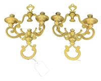 Pair of Brass Candelabra Sconces
