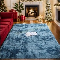 ISMOL Fluffy Rug 8x10 Feet Dark Blue Non-Slip