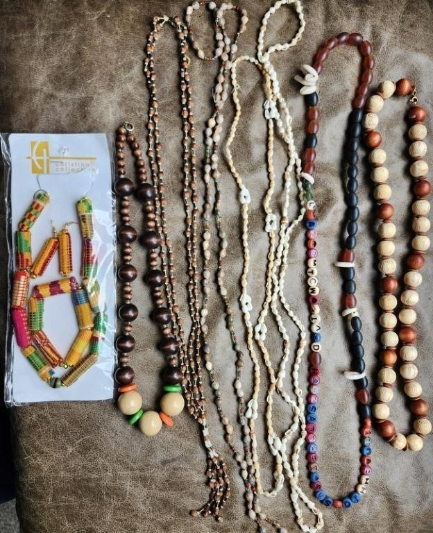 Wood Bead & Shell Necklaces