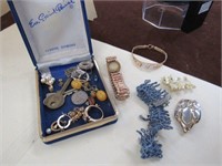 Bracelet, Watch Band, Pins, Earrings Jewelry Lot