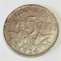 1924 Canada 5 Cent Coin